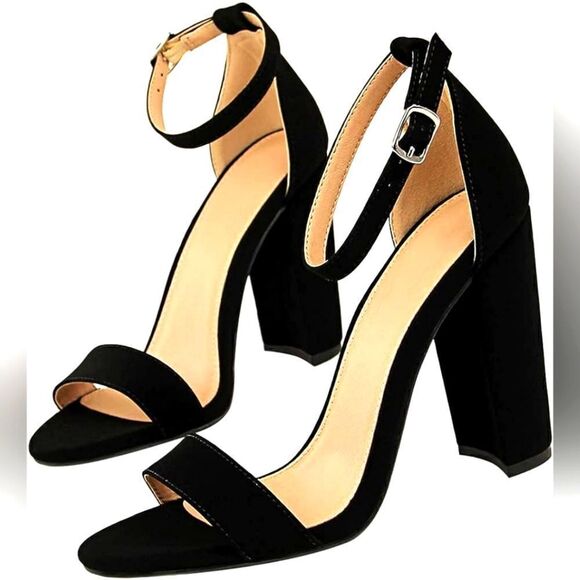 (38-2940) Women's Suede High Heel Open Toe Sz 10 - Picture 1 of 12